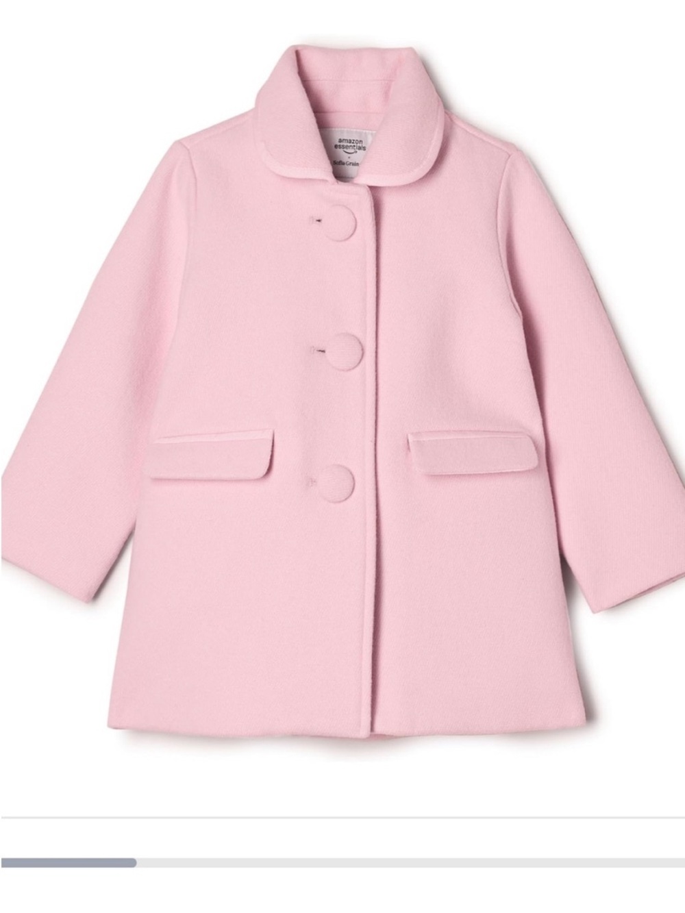 Sofia Grainge x Amazon Essentials Girls' Pink Wool-Blend Pea Coat
